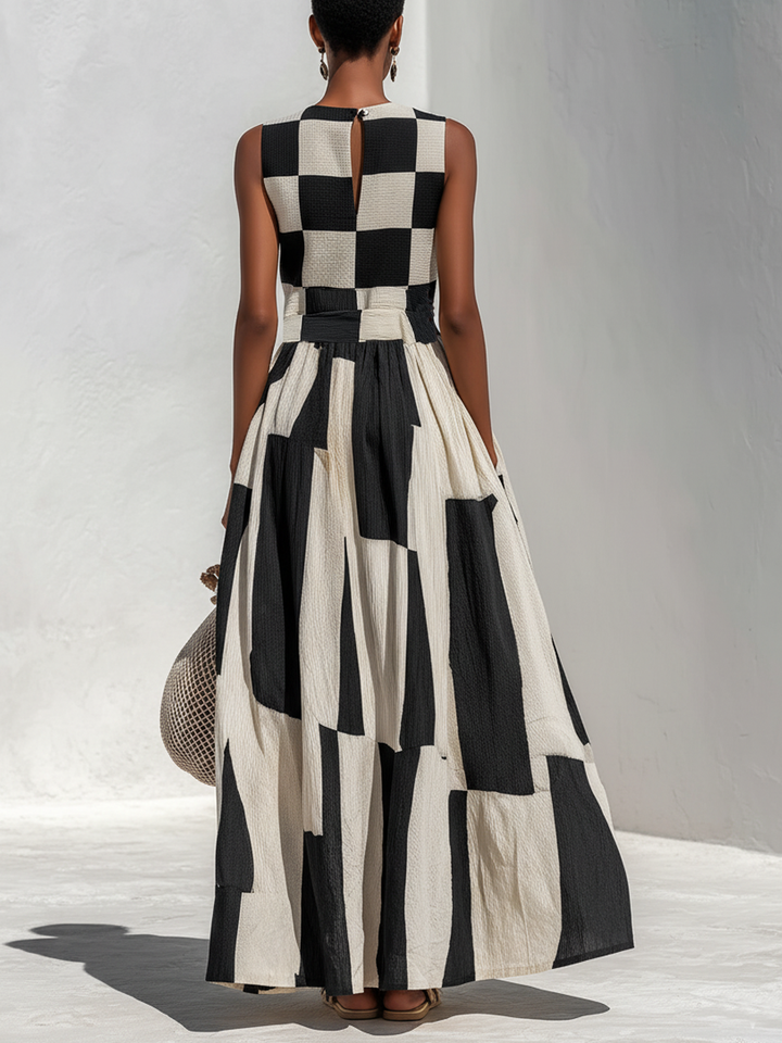 Audrey | Sleeveless Contrast Maxi Dress