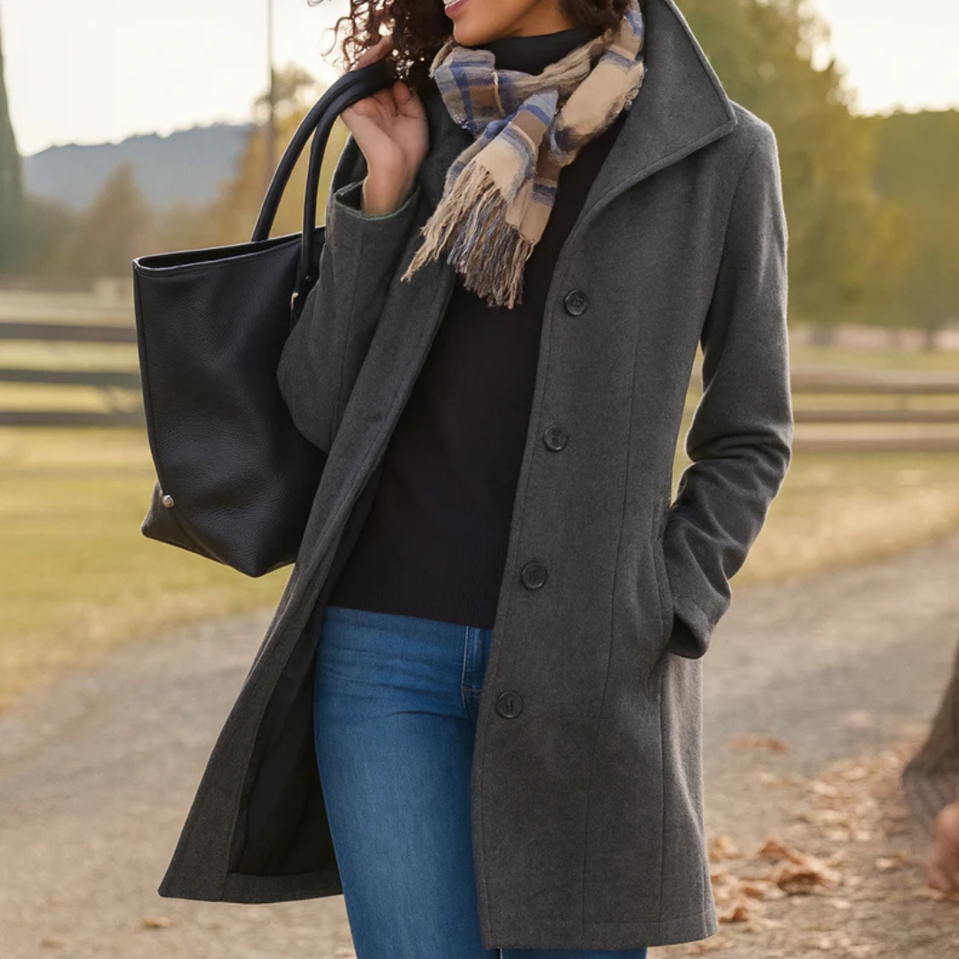 Evelyn | Classic Winter Coat with Button Placket