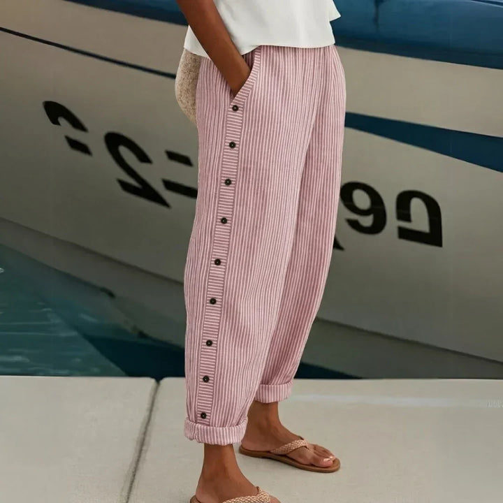 Caitlin | Stylish Striped Button Pants