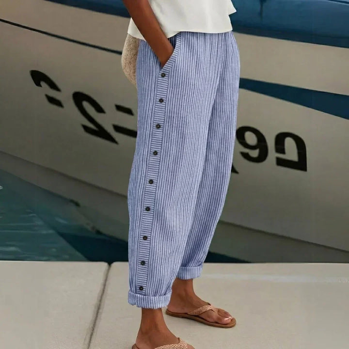 Caitlin | Stylish Striped Button Pants