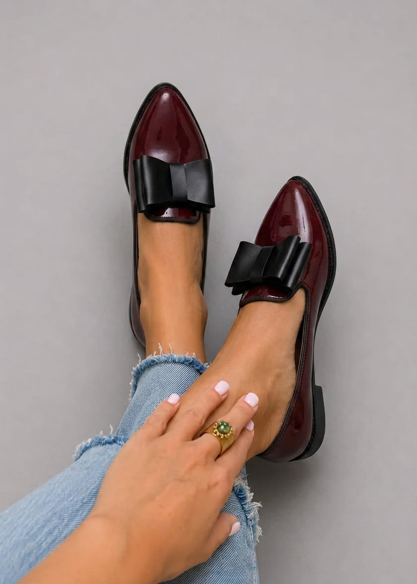 Sabrina | Patent Loafers with Bow Detail