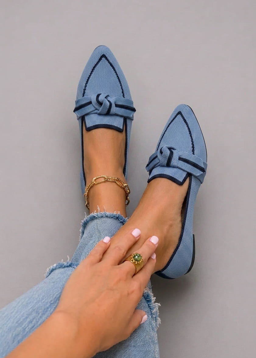 Madeline | Comfort Flat Loafers with Braided Bow