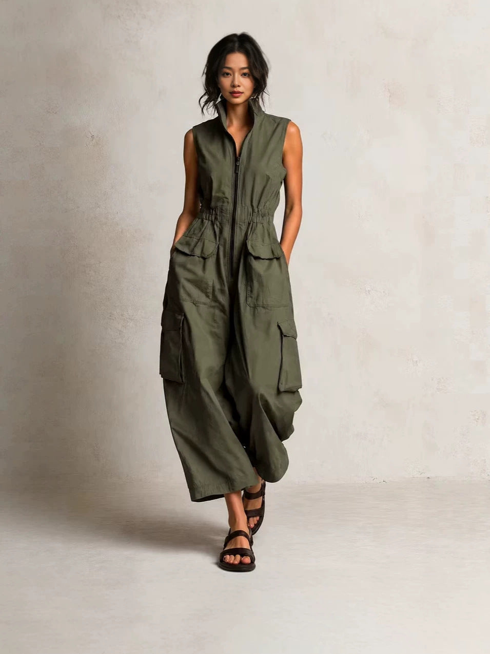 Camille Utility Zip-Front Jumpsuit