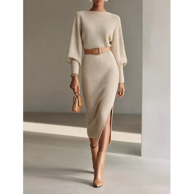 Lynn | Ribbed Knit Midi Dress