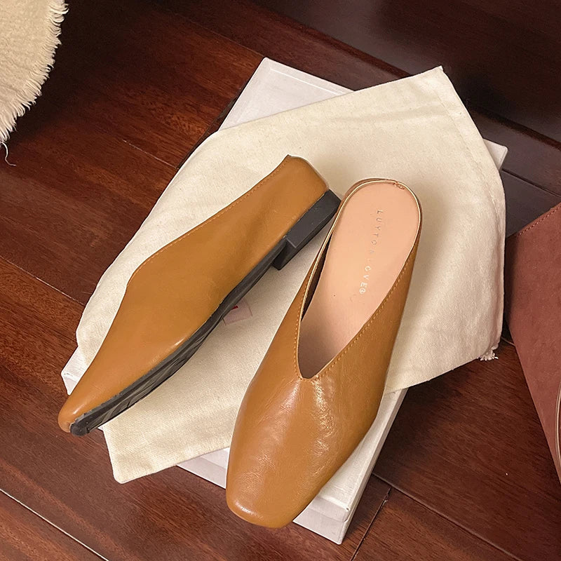 Lyra Metallic Square-Toe Mules