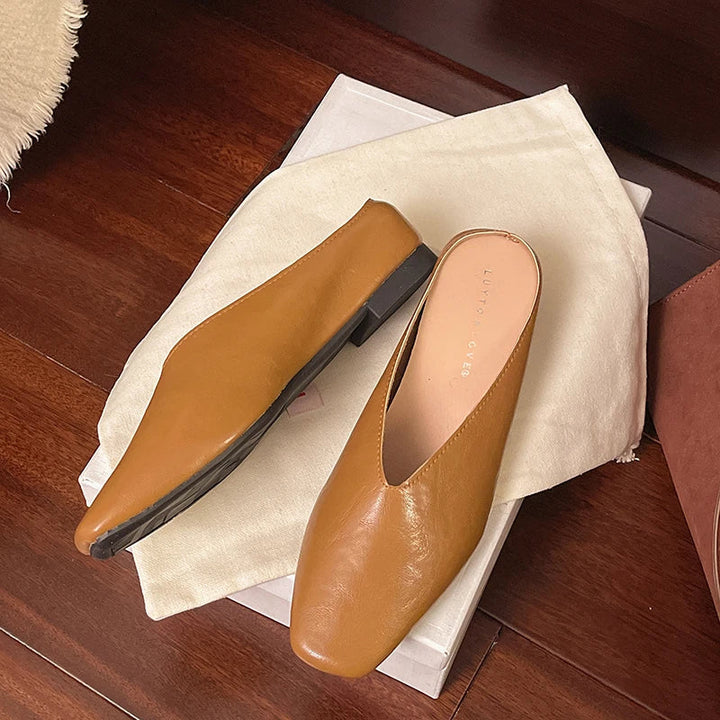 Lyra Metallic Square-Toe Mules