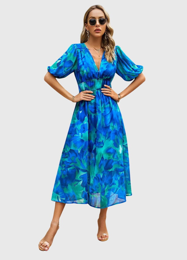Merlin | Flattering Floral Midi Dress