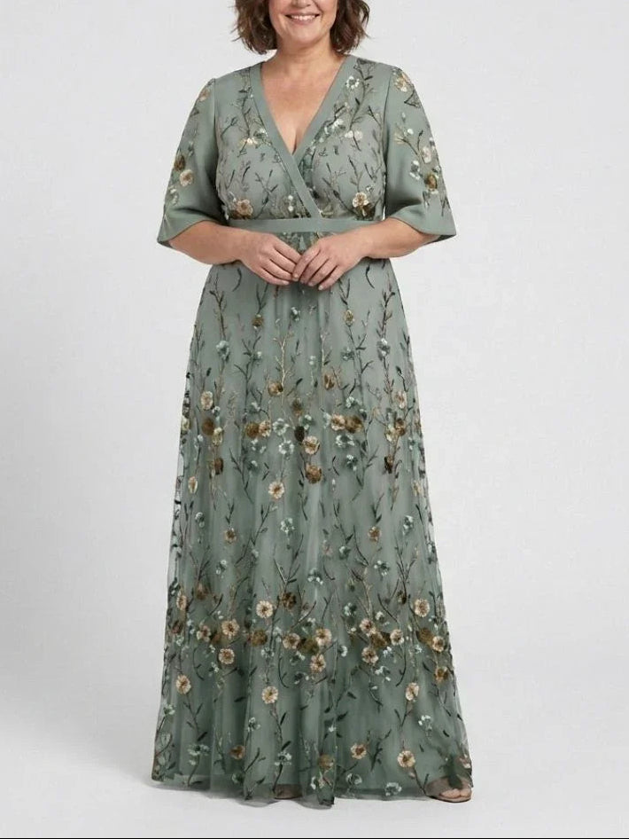 Evadne | Floral Short-Sleeve Maxi Dress