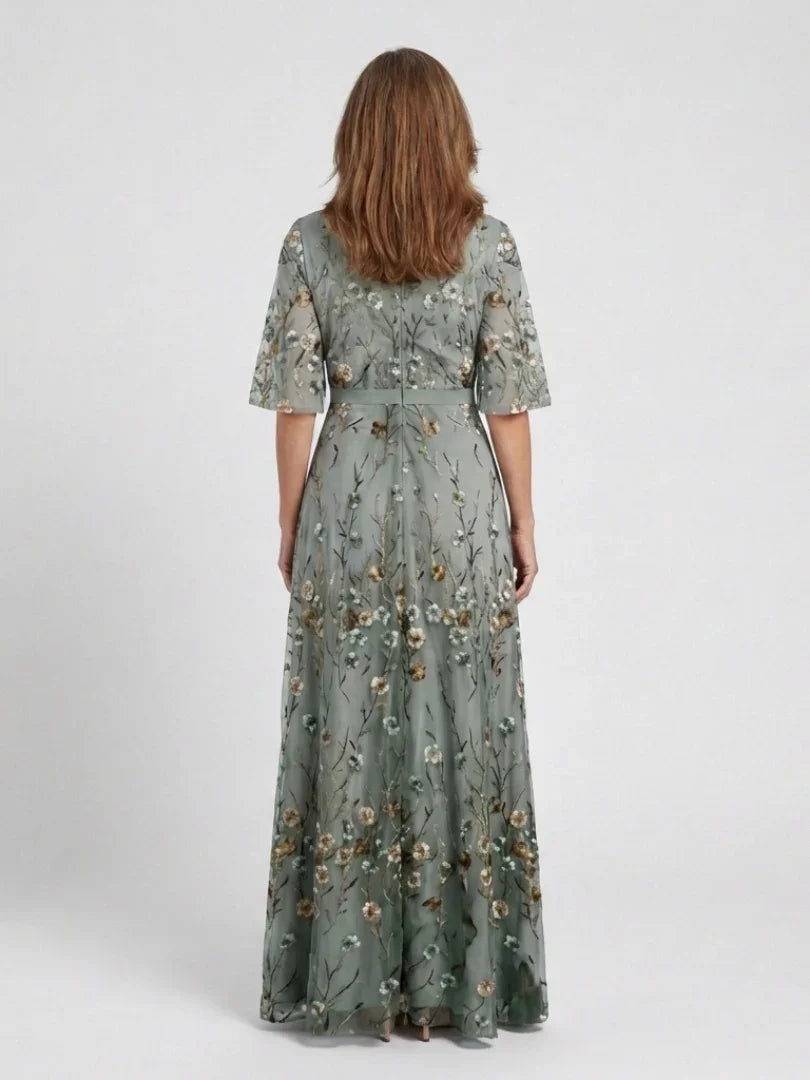 Evadne | Floral Short-Sleeve Maxi Dress