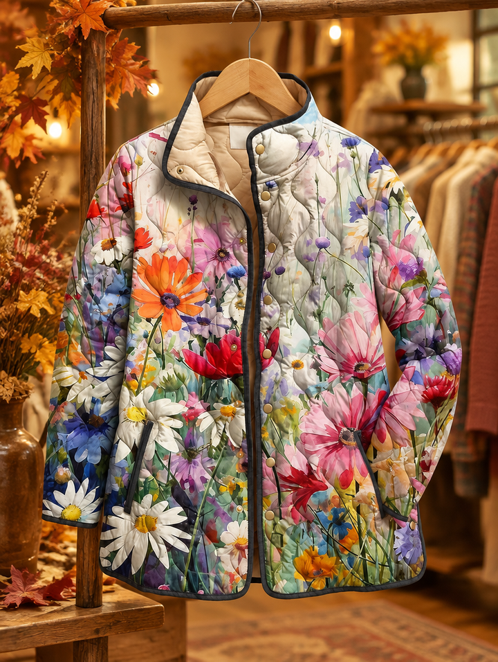 Kaia | Charming Vintage Floral Print Quilted Jacket