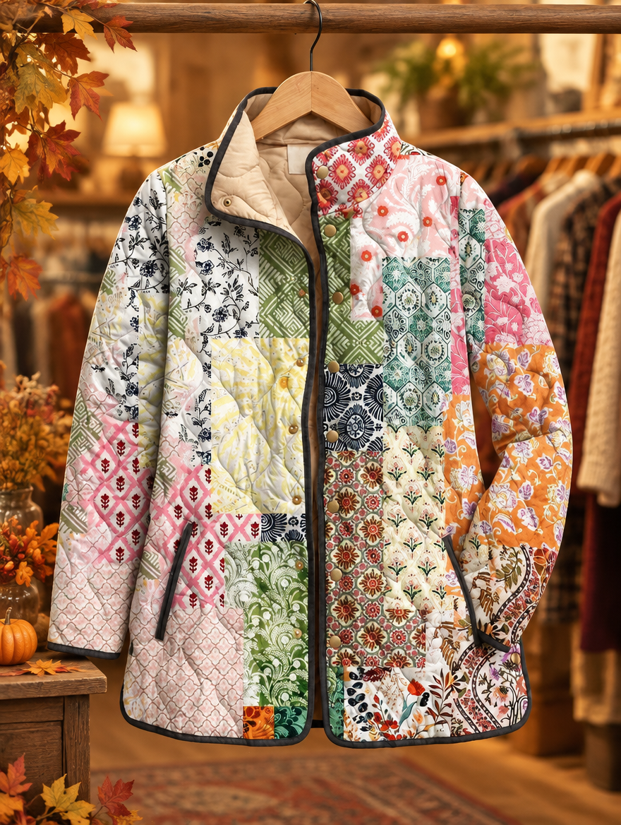 Suri | Casual Floral Print Quilted Jacket