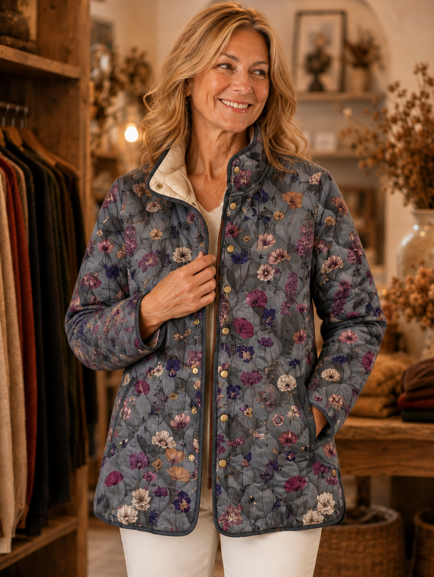 Niva | Vintage Floral Print Quilted Jacket