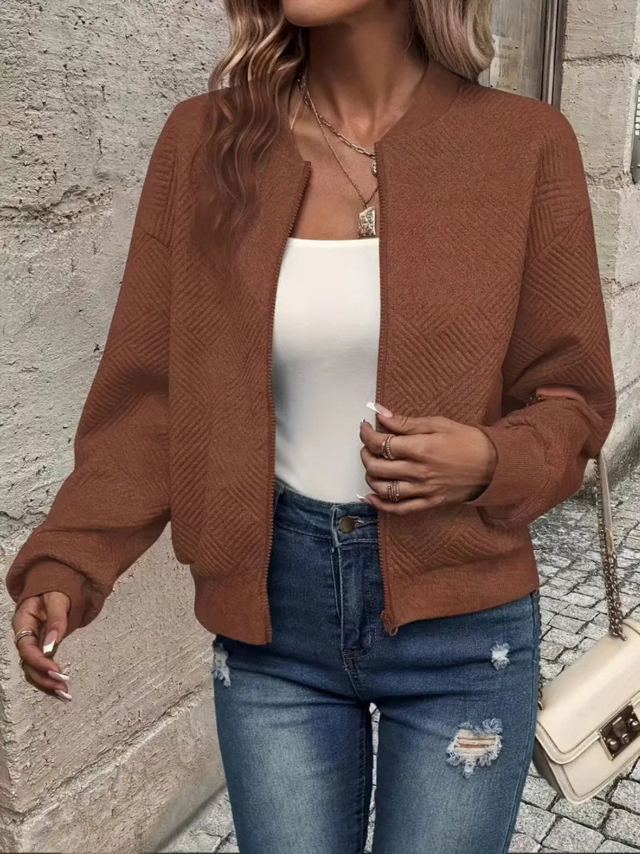 Estelle | Textured Zip-Up Bomber Jacket