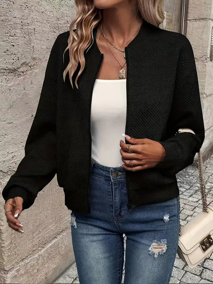 Estelle | Textured Zip-Up Bomber Jacket