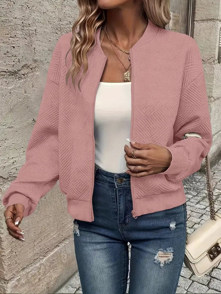 Estelle | Textured Zip-Up Bomber Jacket